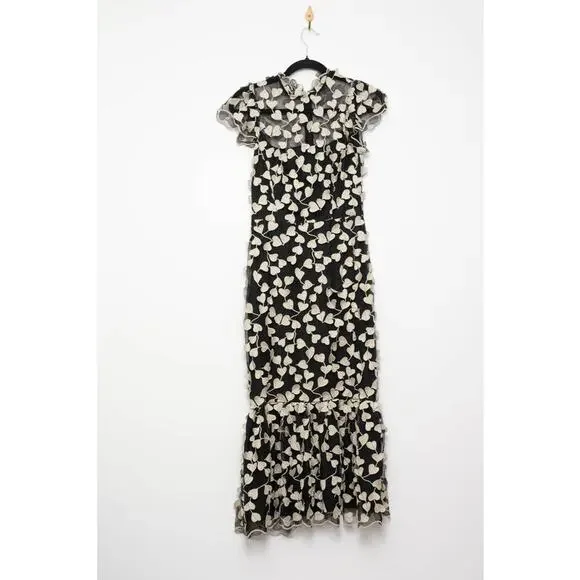 Shoshanna Black and White Chiffon Liberty Dress Size 2 - Picture 4 of 10
